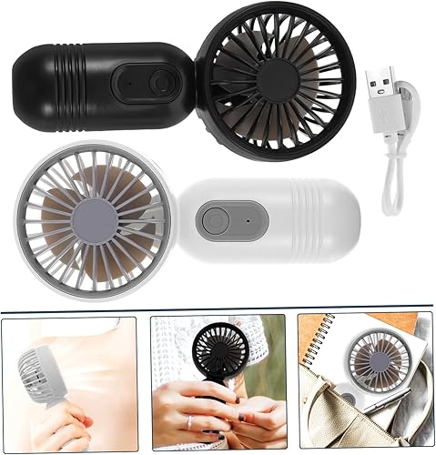 Miniatura 8 de 2 pestañas de senderismo para mujer, sin ruido, para bolsillo, para exteriores, potentes, calientes, portátiles, de verano, USB, ventilador de carga