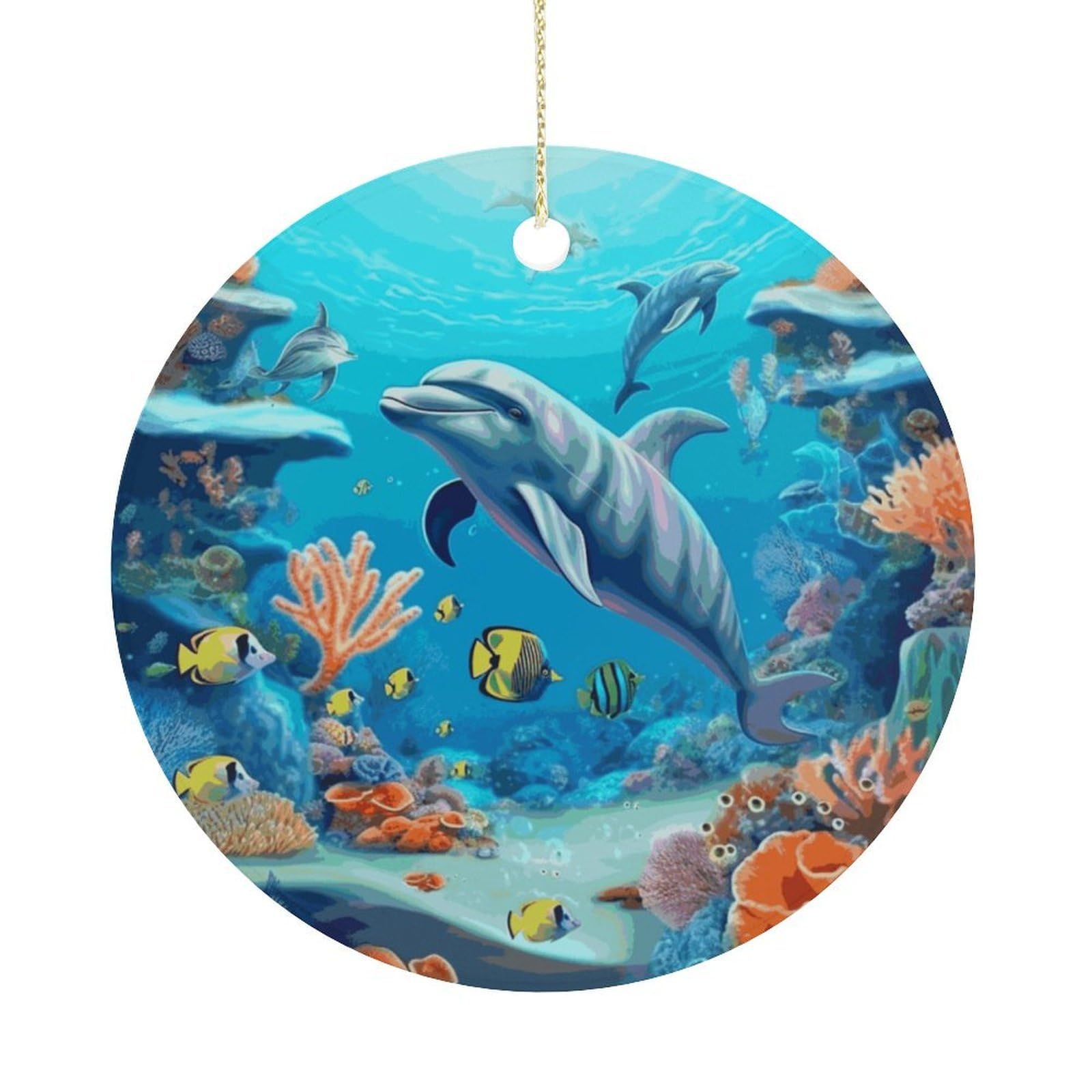 Adfgyerh Women's Style Seabed Coral Fish Dolphins Hanging Ceramic Ornaments, Christmas Tree Decorations, Funny Home Decor Gifts For Sisters & Work Best Friends