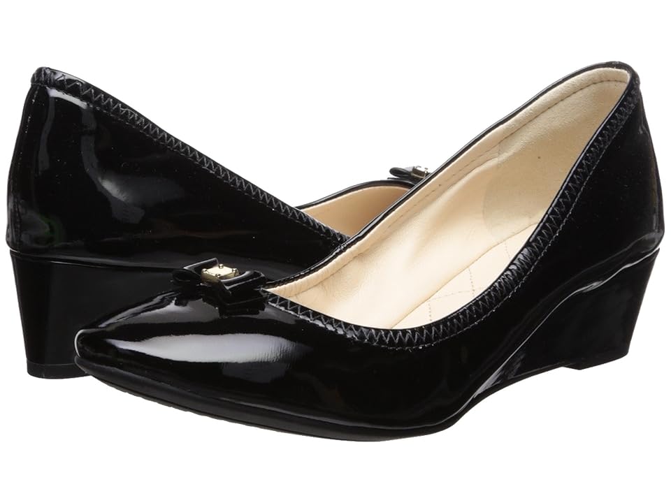 

Cole Haan Tali Mini Bow Wedge (Black Patent) Women's Shoes