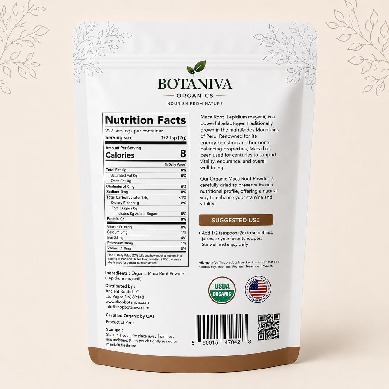 Organic Maca Root Powder, 16 oz (454g) – USDA Organic Peruvian Maca, Single Ingredient,Gelatinized , Superfood for Smoothies, Shakes & Daily Wellness. Easy absorption. Vegan, Gluten free and NGMO image 2