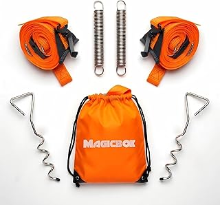 Magicbox Sturmband Markise Set für Thule&Fiamma, Sturmsicherung Komplett Set mit 2 Spiralnagel, 2 Federn, 2 Spanngurten+Tasche, Wetterfestes Wohnmobil Zubehör zur Stabilisierung von Markise