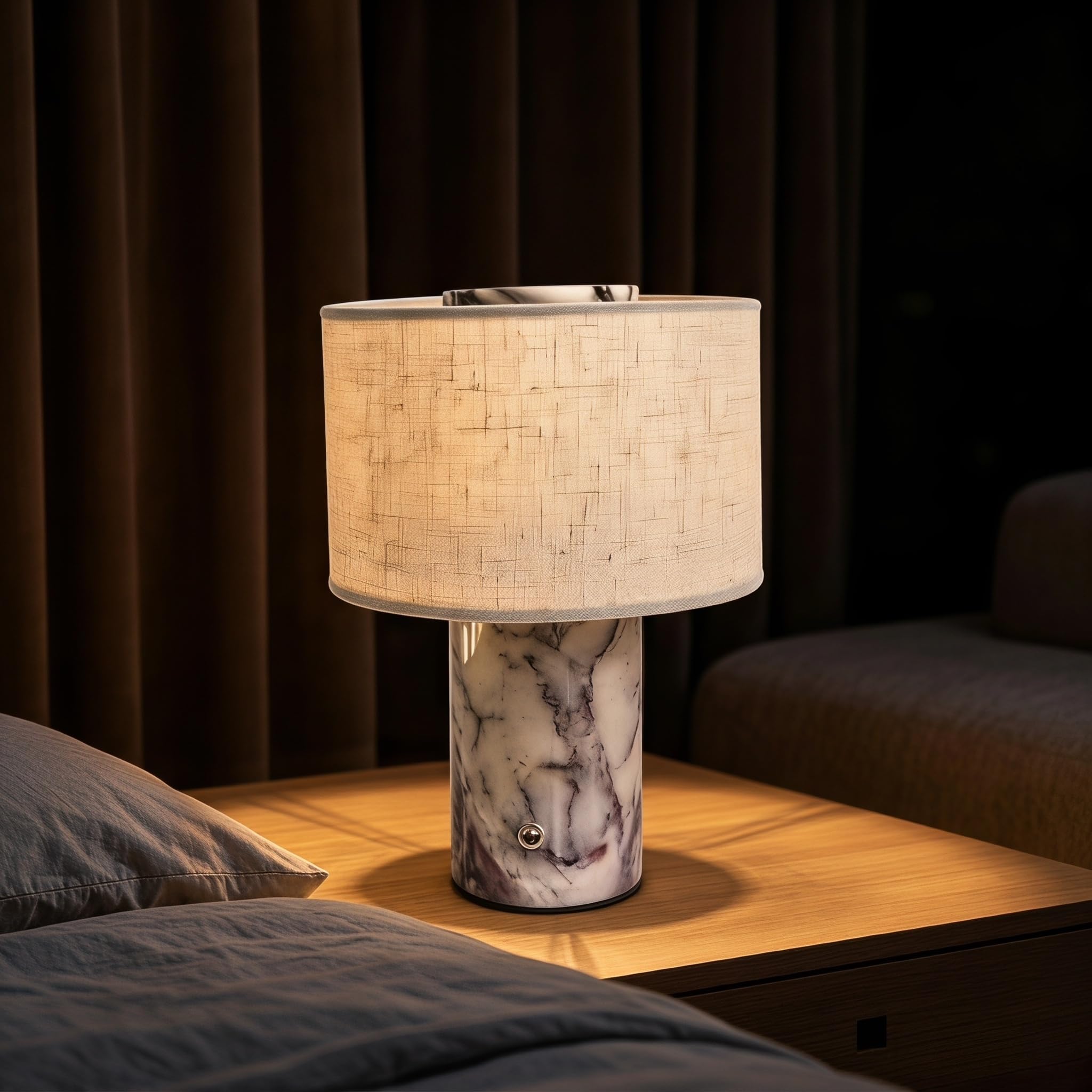 Photo 1 of PanManner Marble Table Lamp - Rechargeable Cordless Touch Dimmable