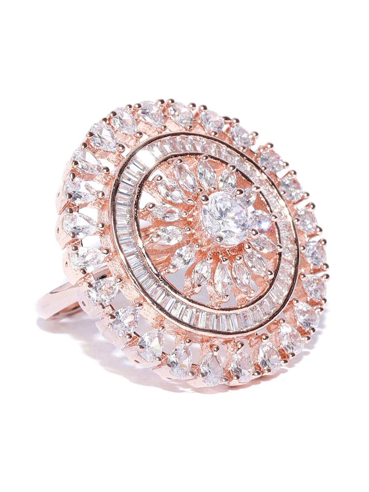 ZAVERI PEARLS Sparkling Cubic Zirconia Rose Gold Adjustable Finger Ring For Women-ZPFK8386 (B07N4KCGJM) Amazon Price History, Amazon Price Tracker