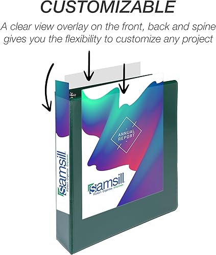 Vista 503 de Samsill Carpeta duradera de 1.5 pulgadas, fabricada en los Estados Unidos, carpeta de anillos en D, carpeta transparente personalizable, surtido