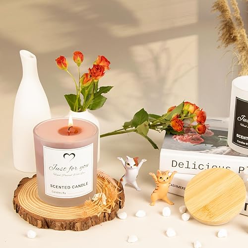 Miniatura 5 de CONNOO Paquete de 8 frascos de vela de vidrio esmerilado de 14 onzas con tapas de bambú para hacer velas, frascos de vela vacíos de gran