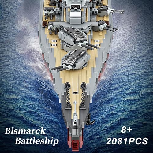 Miniatura 3 de Gonli Bismarck - Juego de bloques de construcción de acorazados  Alemania WW2 juguetes de construcción militar para niños de 8 a 12 años  Ladrillos