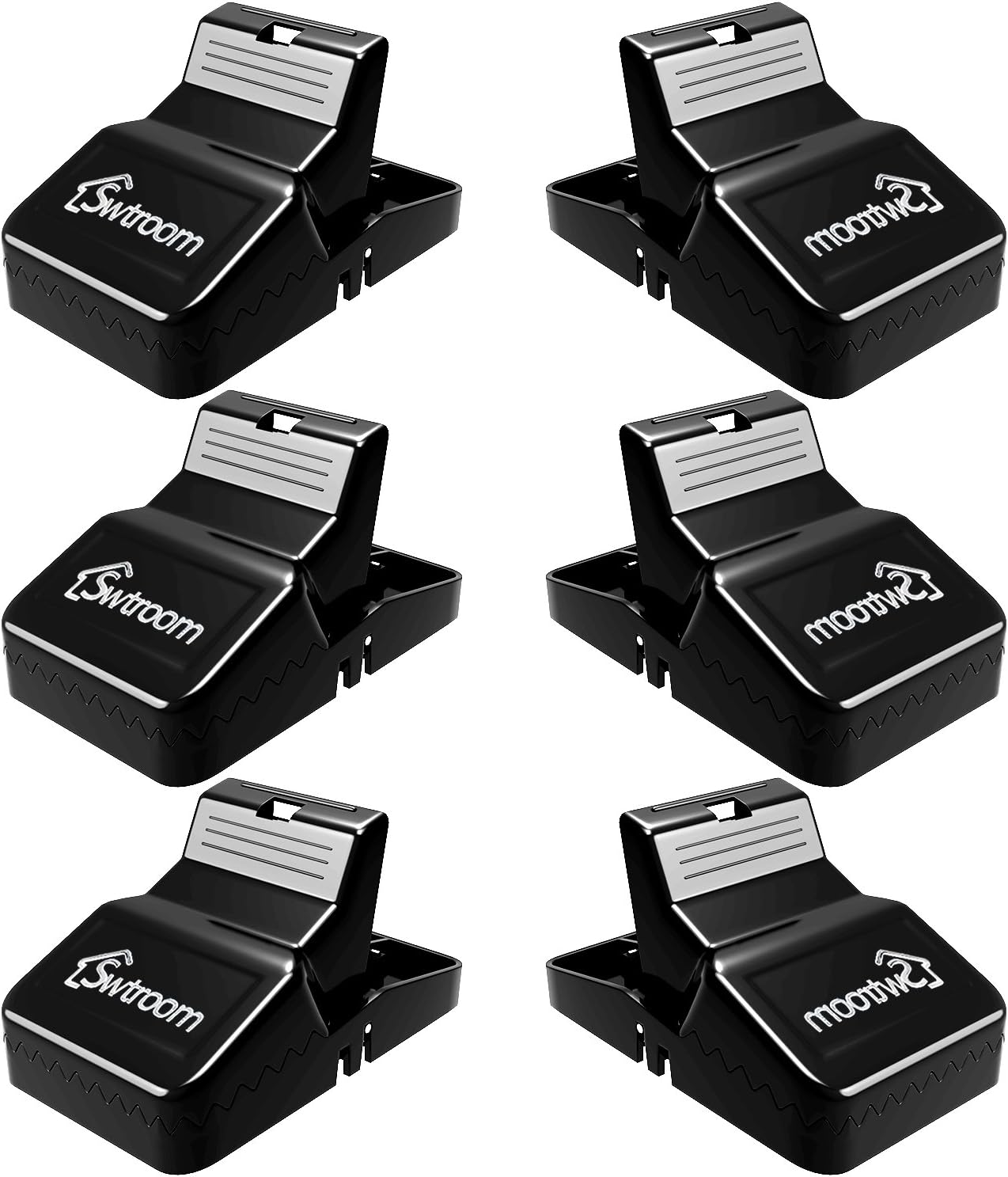 Pest Control Rat Traps by Swtroom ,Humane Rat Trap for 100% Kill Results,Safe & Sanitary Rodent Killer with Bait Cup ,Effective Anti-Rodent Infestation Solution ,Reusable & Mess Free,Set of 6