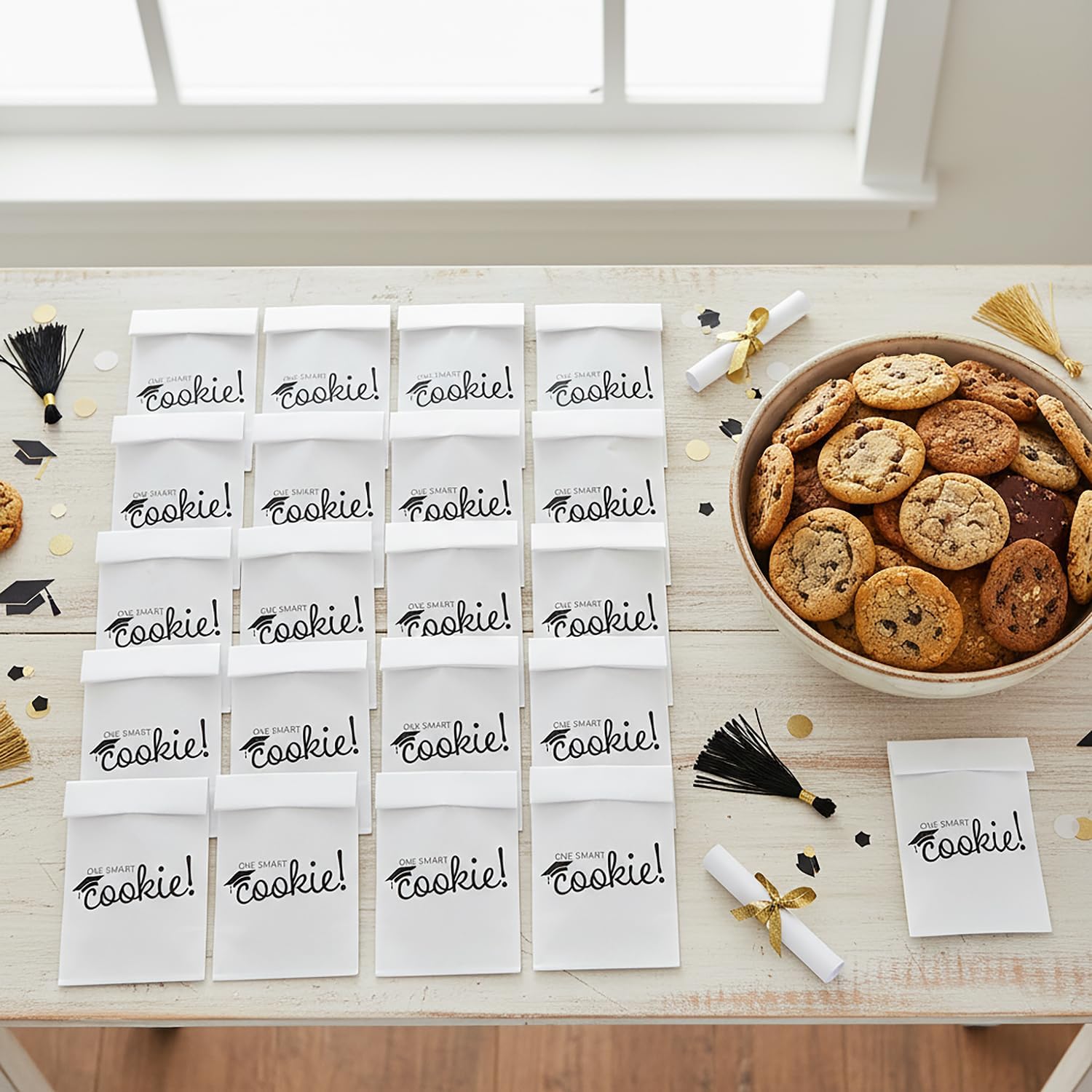 5 1/2" x 8" Bulk 50 Pieces Graduation Party One Smart Cookie Paper Treat Bags