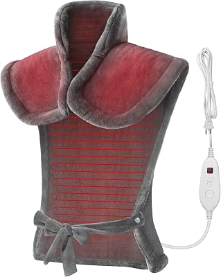 Snailax Heating Pad for Neck and Shoulders and Back, Large Heating Pad for Neck and Shoulders, Electric Heated Wrap, 6 Heat Settings & Auto Shut Off, Washable,Gifts