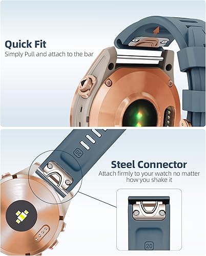 Miniatura 3 de Correa de reloj de 0.78 pulgadas de repuesto para Garmin fenix 5S5S Plus6S7SInstinct 2SD2, correa de silicona suave de ajuste rápido con hebilla de