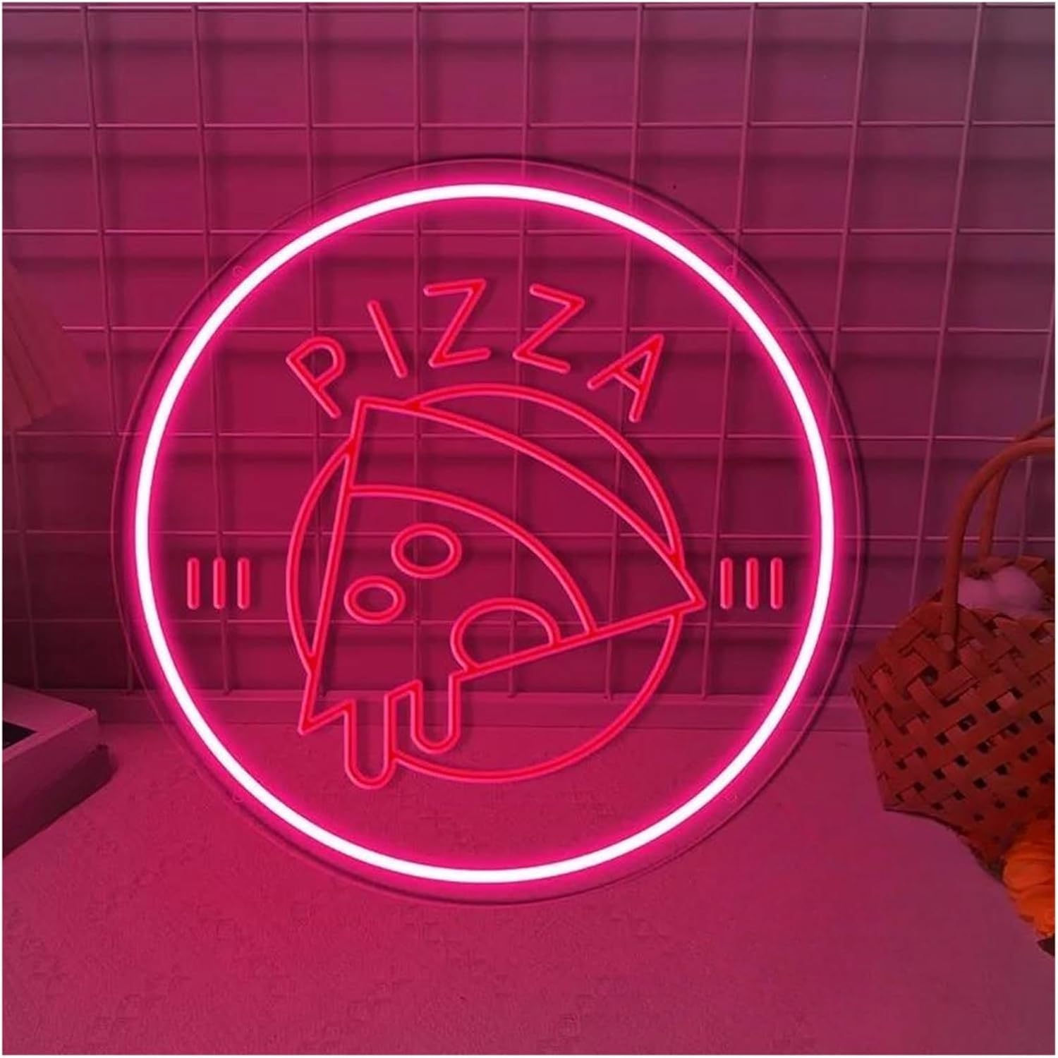 Zynther Neon lamp Neon Sign for Restaurant Wall Decor, Pizza Light, Decorations(Rose,30cmx30cm)