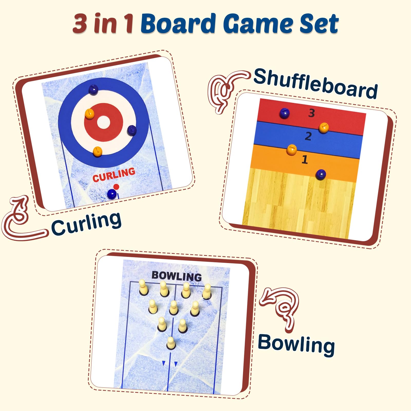 Juego de bolos 3 en 1, juego de bolos de mesa con 8 bolas de bolos, juego de mesa portátil en miniatura adecuado para la escuela, hogar, oficina, fiesta