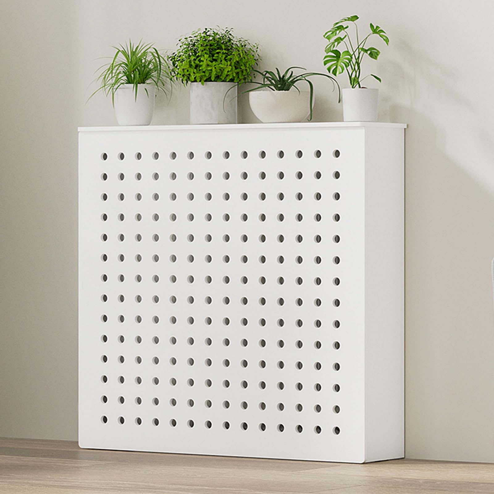 Cache-radiateur blanc élégant 80 cm : étagère chauffante au design moderne et épuré
