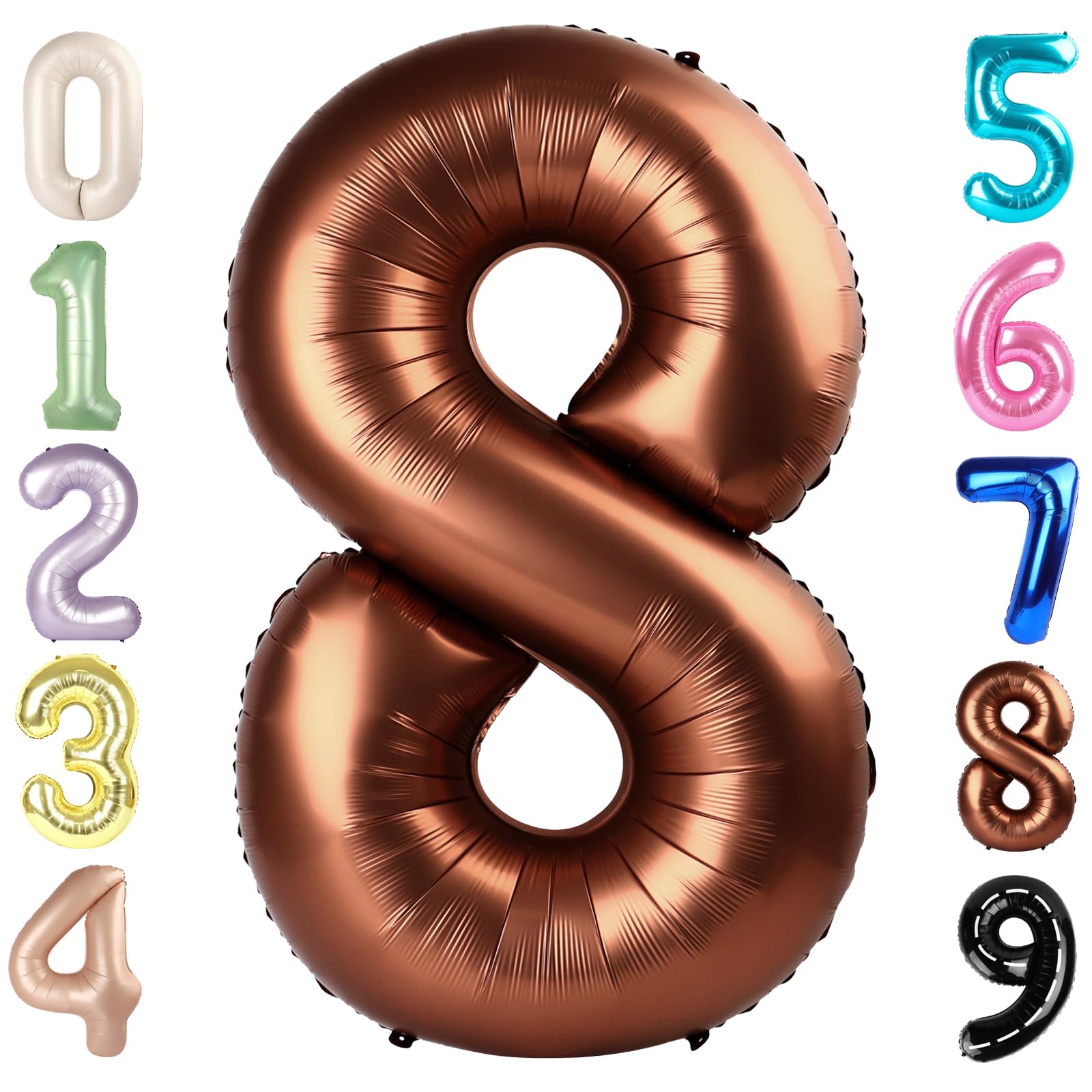 Mluchee Number 8 Balloon 40 Inch Coffee Brown | Birthday Party Decoration