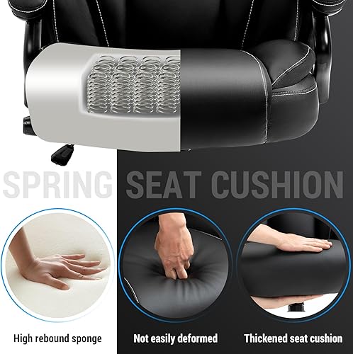Miniatura 6 de Silla de oficina grande y alta de 350 libras, soporte lumbar ajustable, cojín con respaldo alto de resorte, sillas de escritorio ejecutivas, diseño