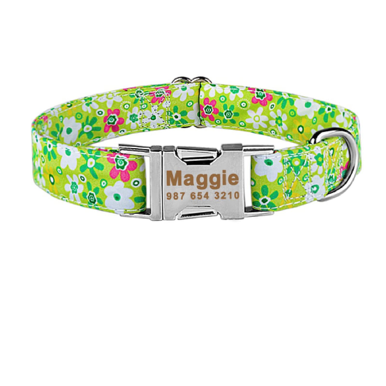 Collier de chien en nylon réglable et personnalisé avec nom gravé pour chiot