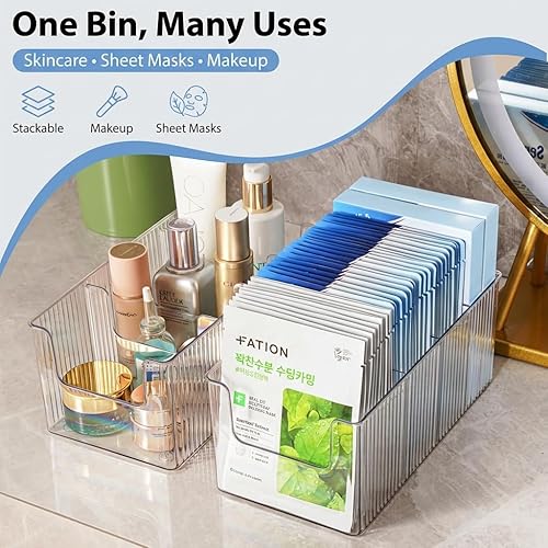 Miniatura 7 de Organizador de maquillaje de plástico transparente con divisores extraíbles, almacenamiento impermeable para encimeras de baño para máscaras