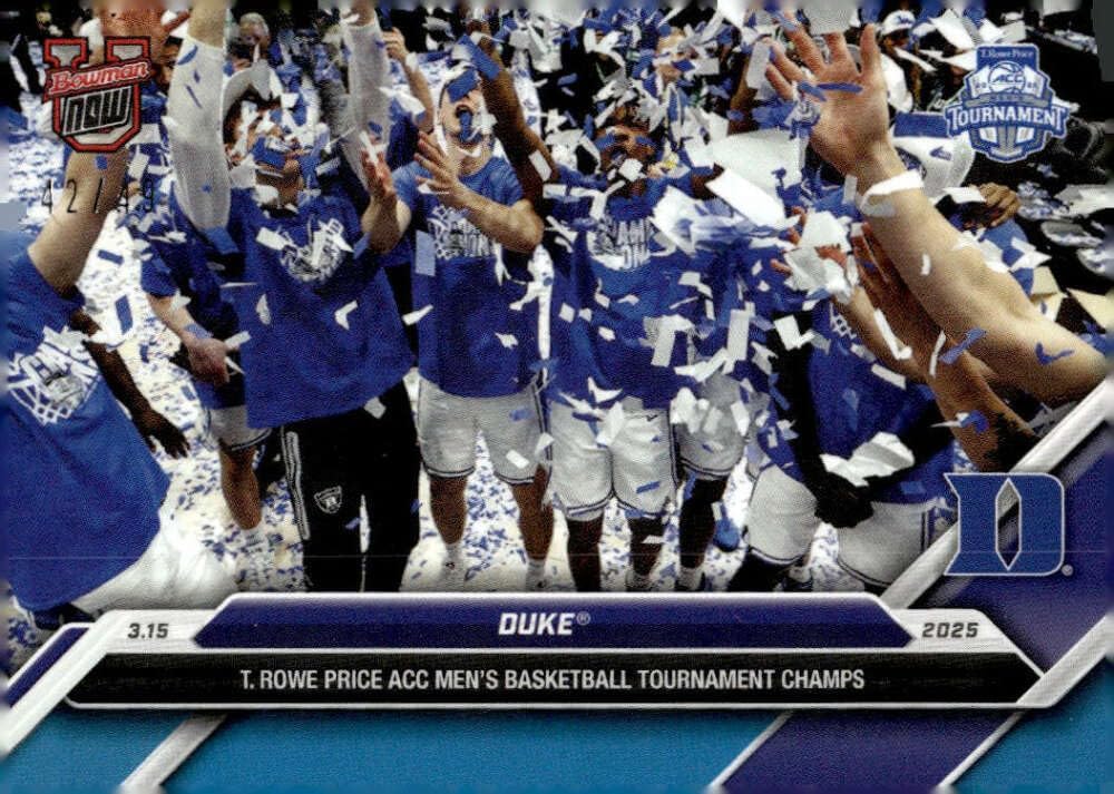 DUKE ACC CHAMPS 2025 Bowman Collection NOW Blue 42/49#87 Blue Devils NM-MT Basketball