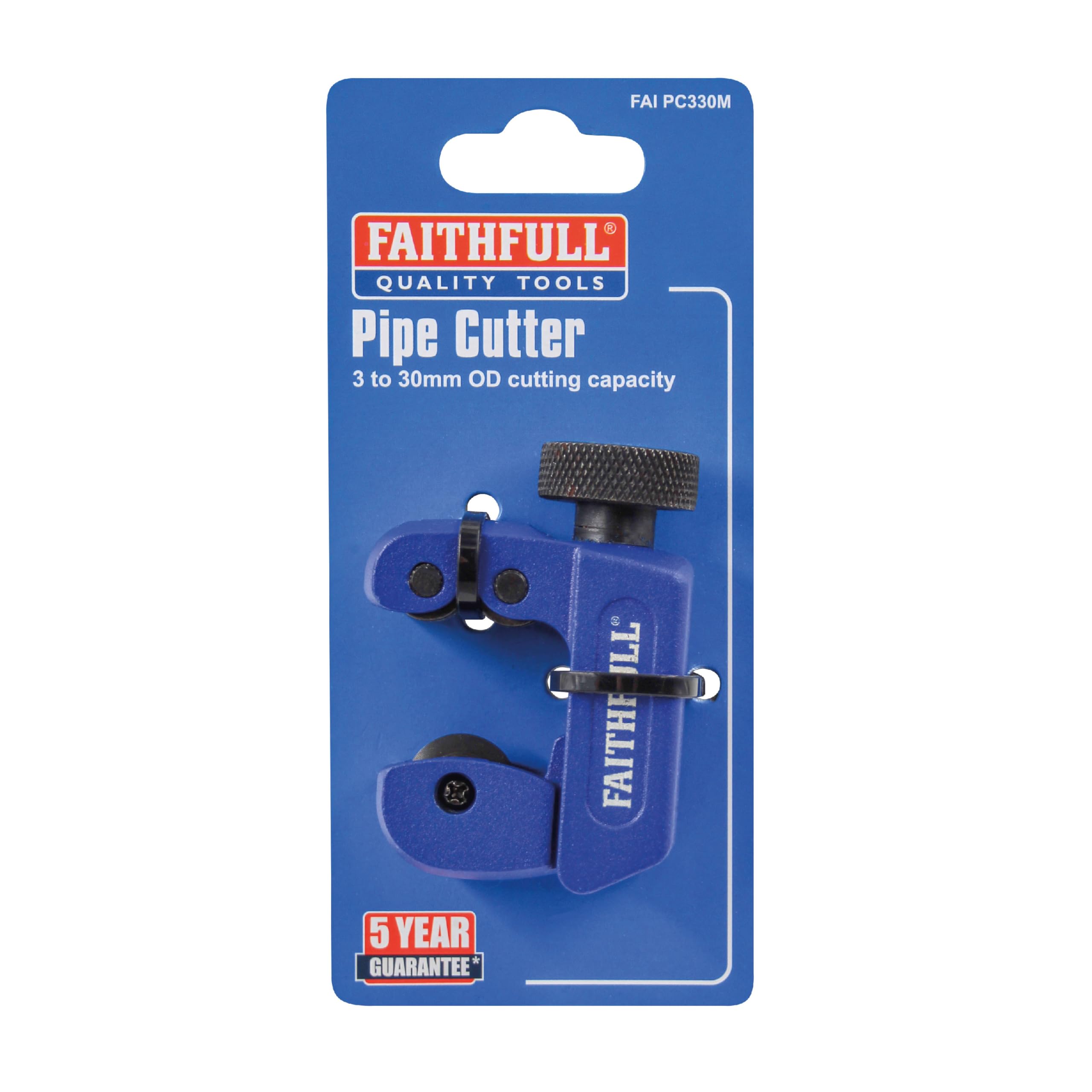 Faithfull Coupe-tube en métal 3-30 mm - Outil de coupe réglable avec roue tranchante pour tubes en cuivre, laiton, aluminium et acier fin