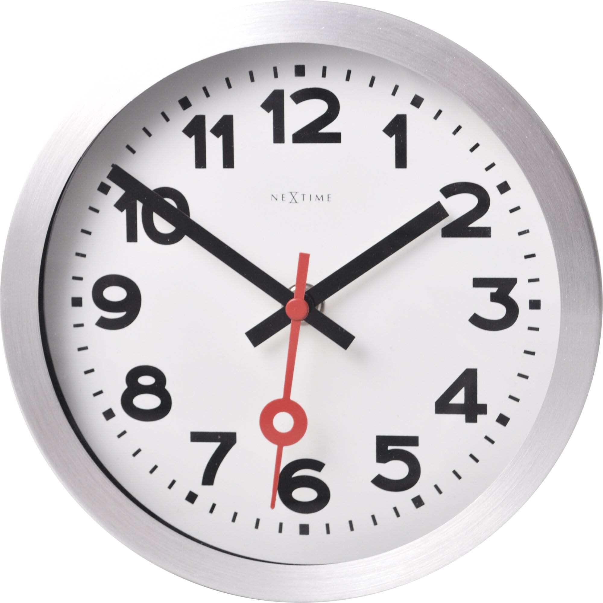 Nextime White Wall Clock / Table Clock Station Clock "Station", Very Silent, Round, Ø 19 Cm