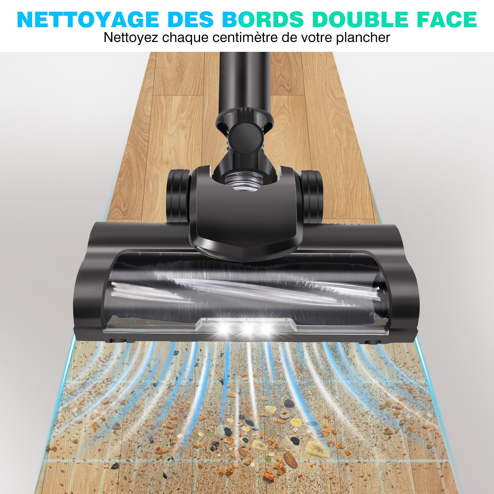 3 en 1 Aspirateur Balai sans Fil, 65 Minutes Autonomie Aspirateur sans Fil Puissant 15000Pa, Aspirateur 2 Vitesses, Aspirateur Vertical Filtre HEPA pour Les Poils d'animaux/Tapis/Sols Durs, 140W