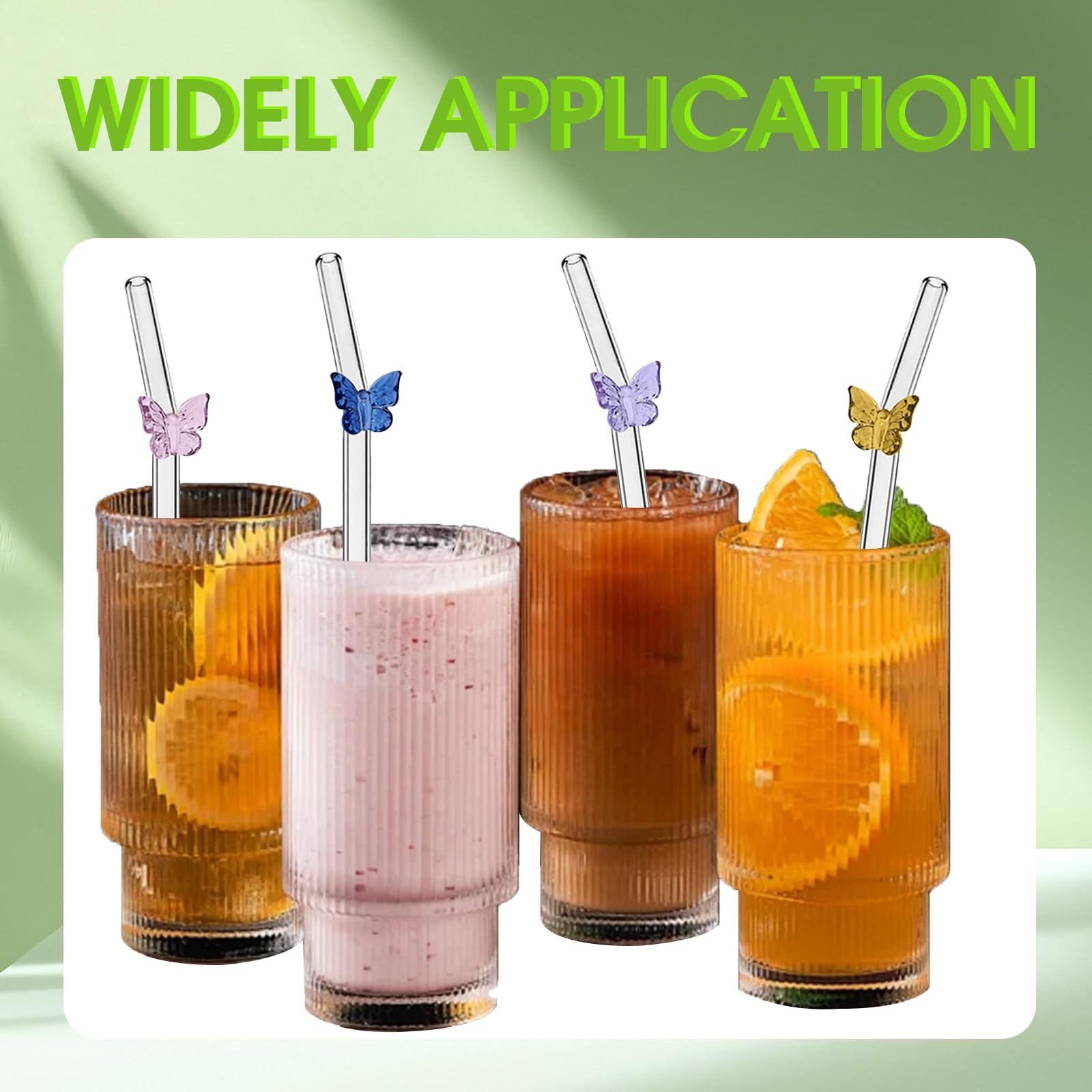 6 Wiederverwendbare Gebogene Glas-Strohhalme – Mit Bürsten – Perfekt Für Smoothies, Cocktails & Mehr