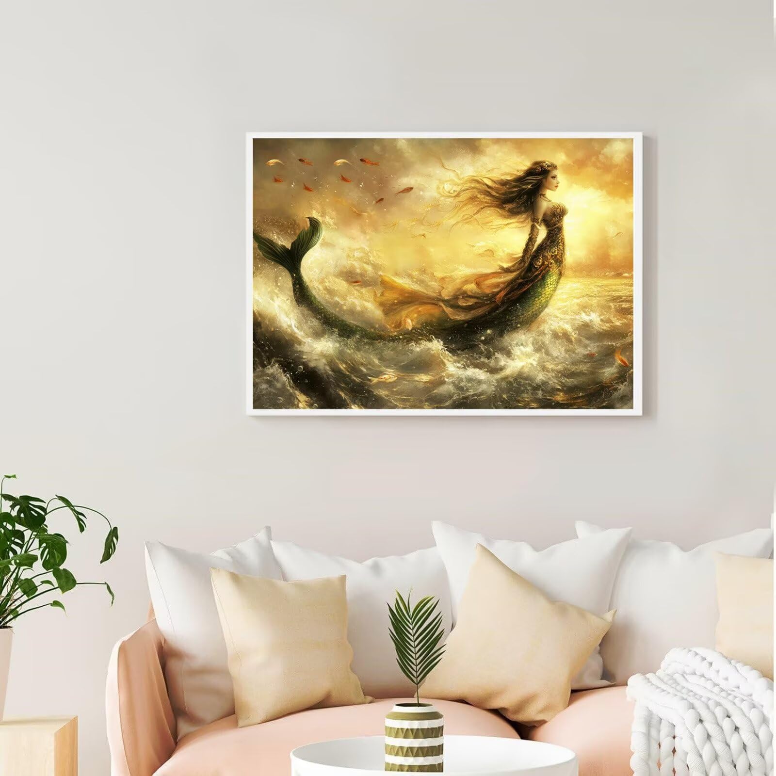 Diament Malarstwo Syrenka Diament Malarstwo Dorosły 5D DIY Ocean Malarstwo Diament Zestaw Sztuki Kryształowej, Ścieg krzyżykowy Aktywność Ręczna dla dorosłych Zestawy do dekoracji ścian domu, Prezent