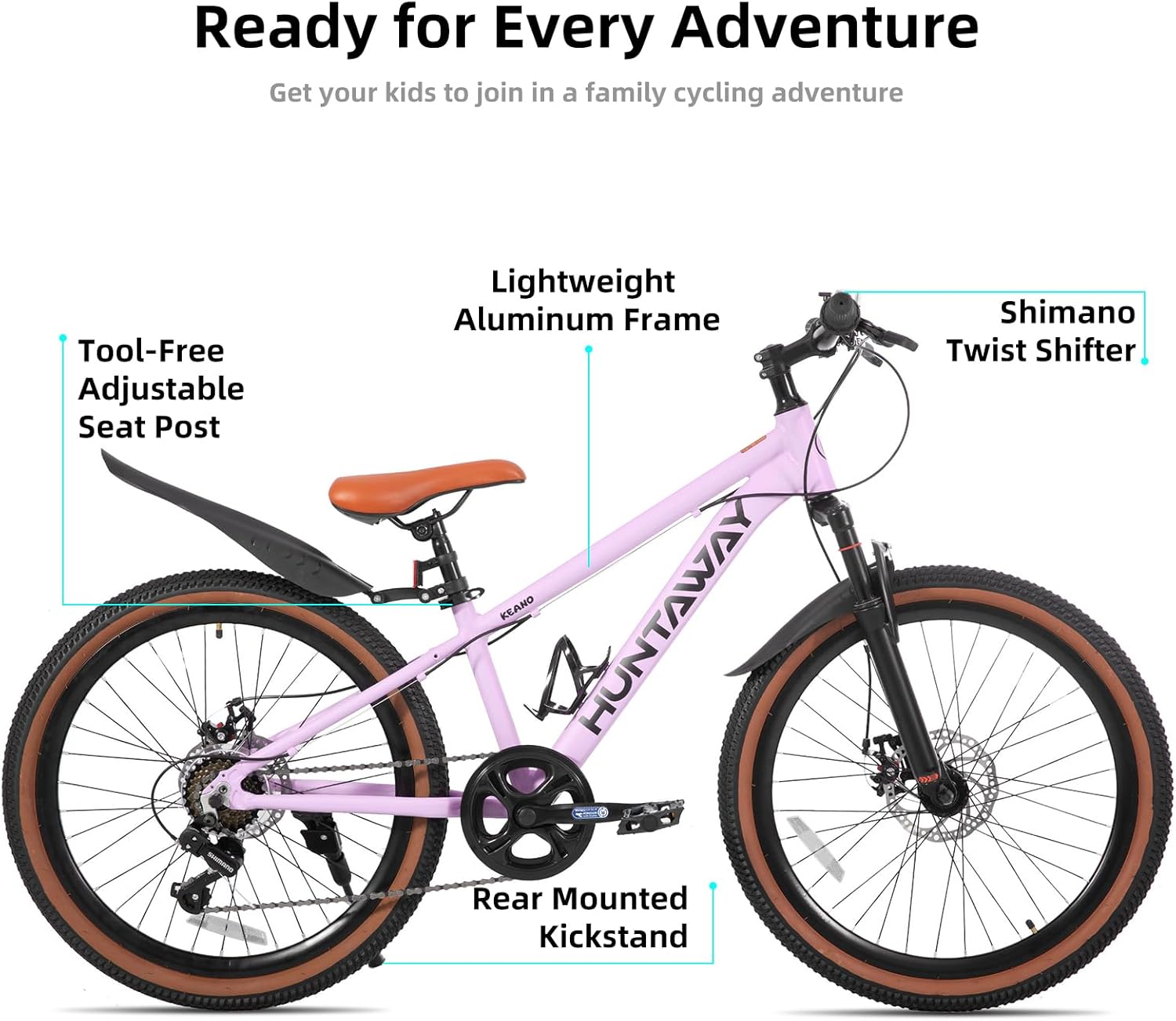 KEANO Huntaway 20 24 Inch Kids Bike for Boys & Girls Ages 7-12 Years Hardtail Mountain Bike for Kids with Aluminum Frame and 7-Speed Drivetrain Children Bicycle