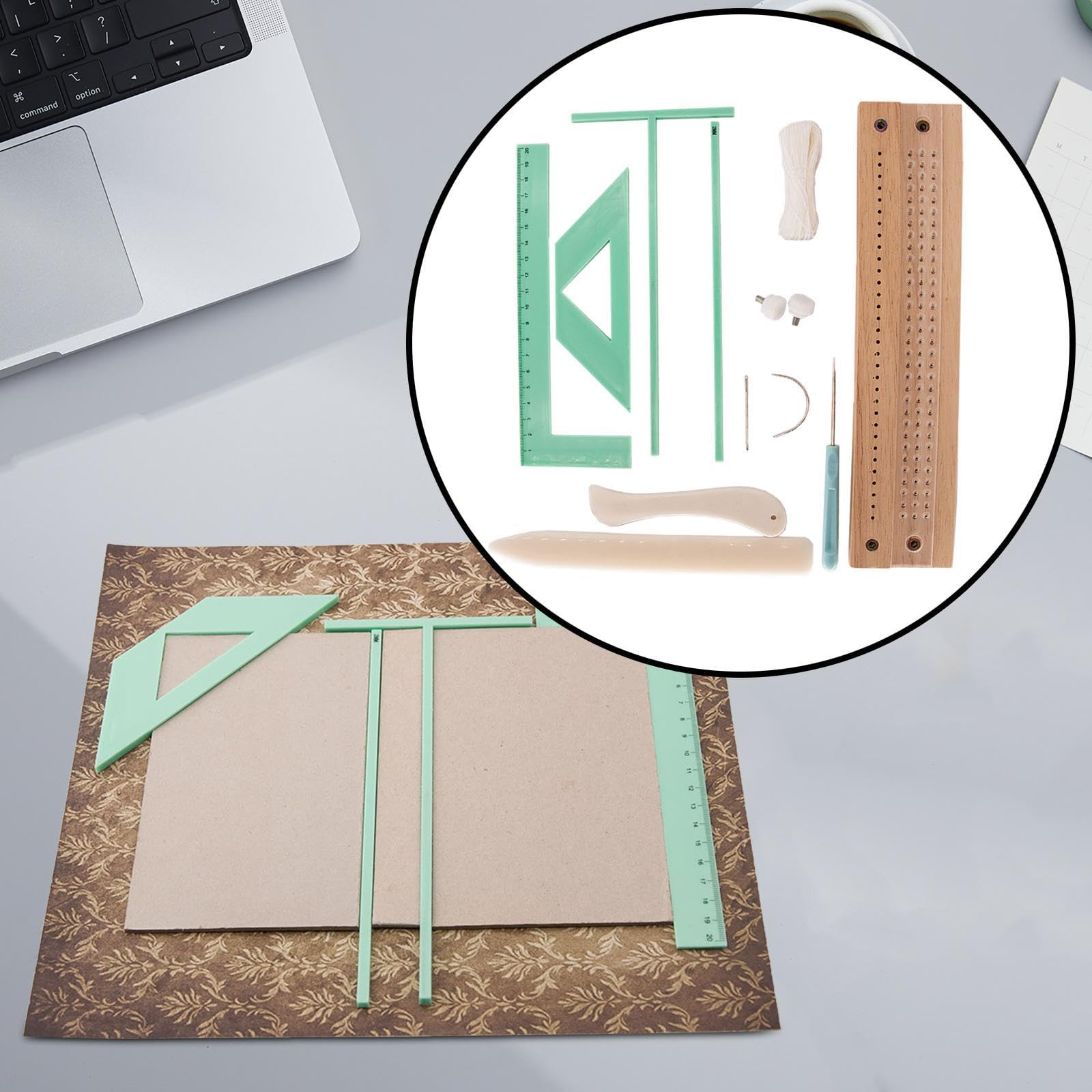 Jojomis Kit di Rilegatura Libri Manuale con Base Legno e Strumenti - Set Completo per Rilegatura Fai da Te Artigianale