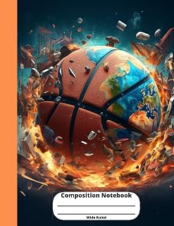 Composition Notebook Wide Ruled: Basketball Earth notebook wide ruled for school kids
