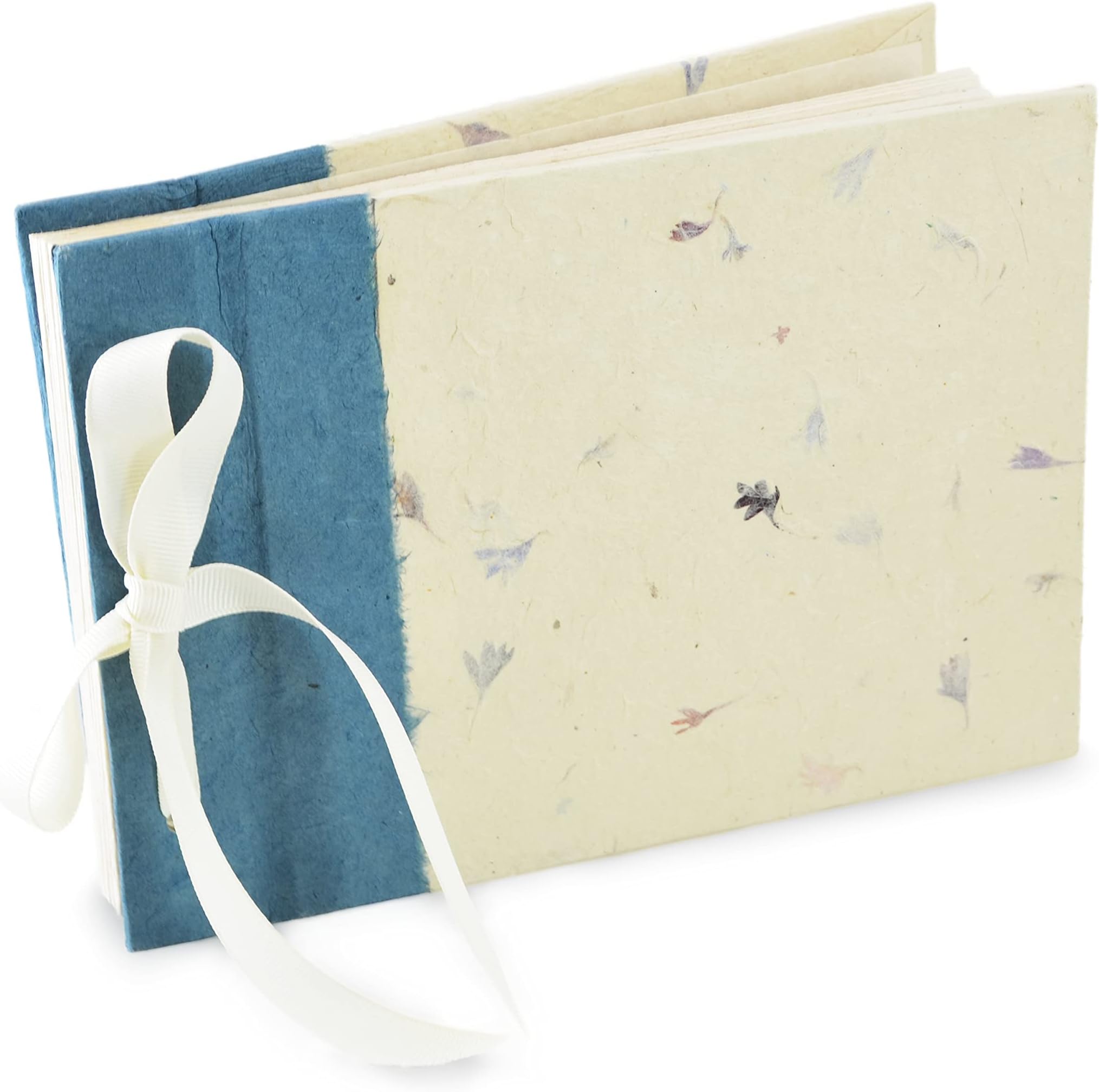 Nepali Cherish Scrapbook Album Handmade with Lokta Paper for Art Projects, Weddings, and Photos (Cornflower, Small)