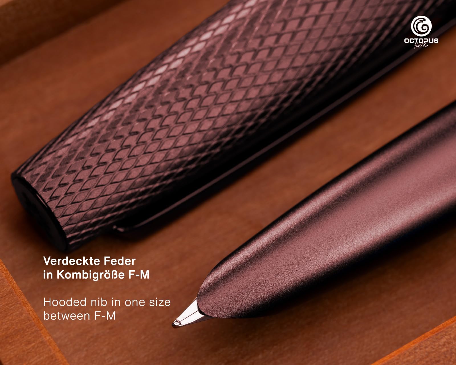 Diplomat Viper Füllhalter-Set Braun guillochiert, Tinte und Lederetui
