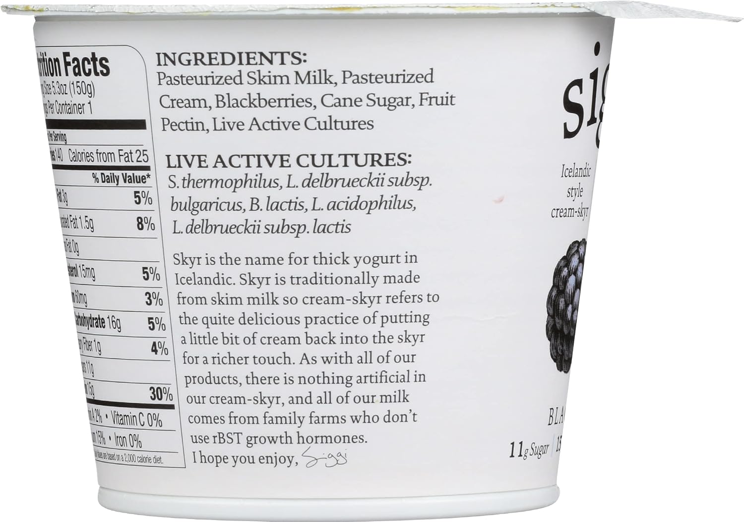 Siggi's Blackberry Yogurt, 5.3 OZ