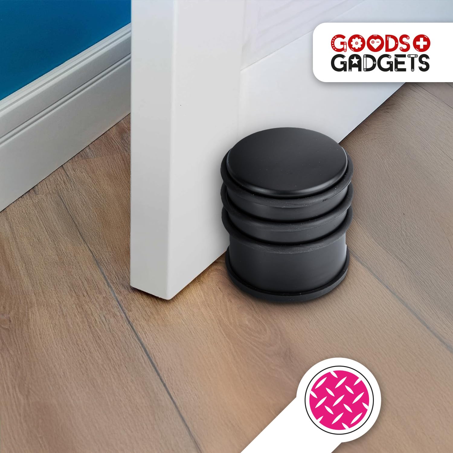 Designer Stainless Steel Doorstop Rubber Door Buffer Door Holder Stopper 1,2kg (Black 7x6 cm, 1 Piece) - Image 4