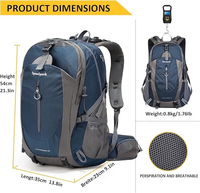 Mochila de Senderismo 40L Impermeable con Cubierta para Lluvia miniatura 3