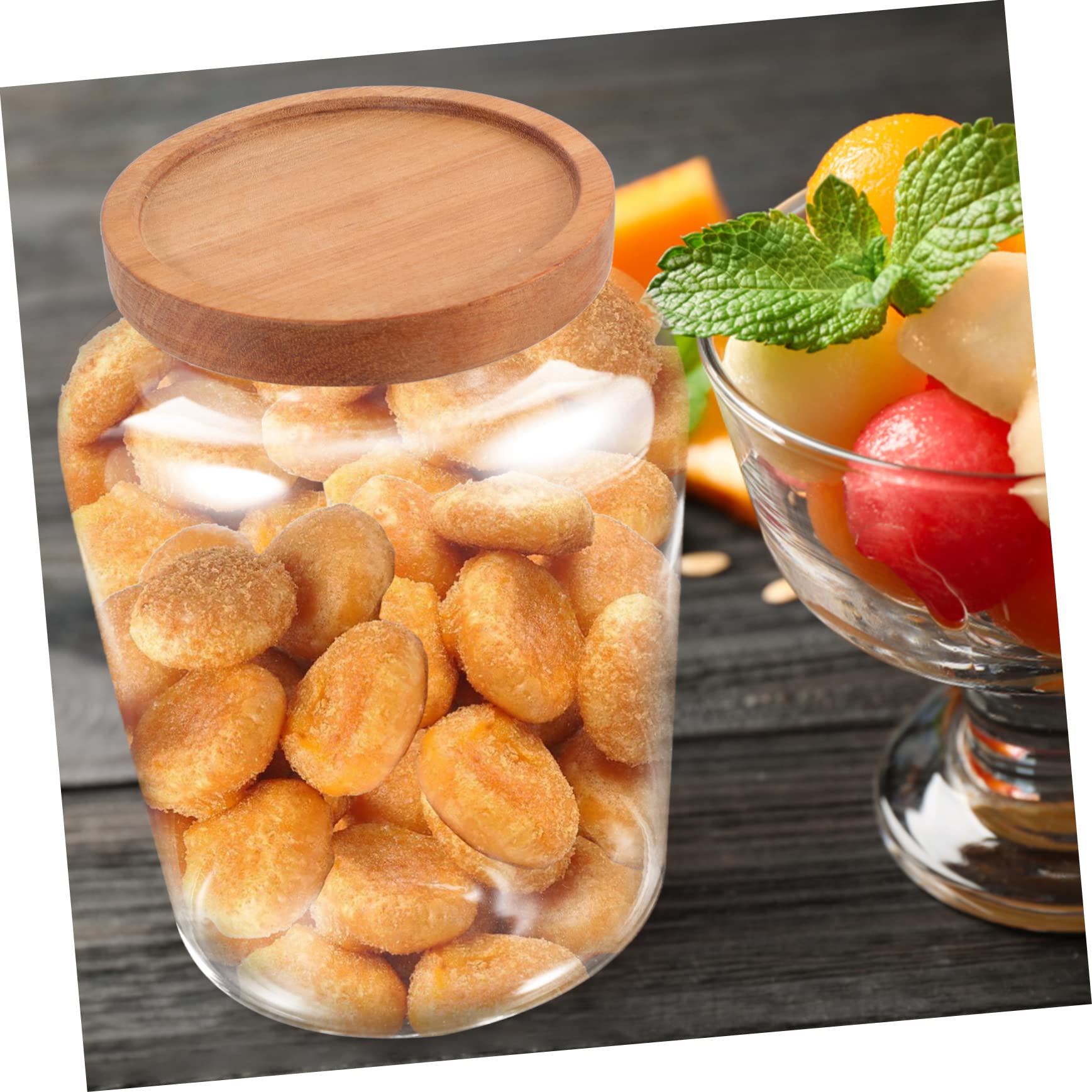 Contenitore Alimentare in Vetro 1, 5 l Cilindrico Coperchio in Legno