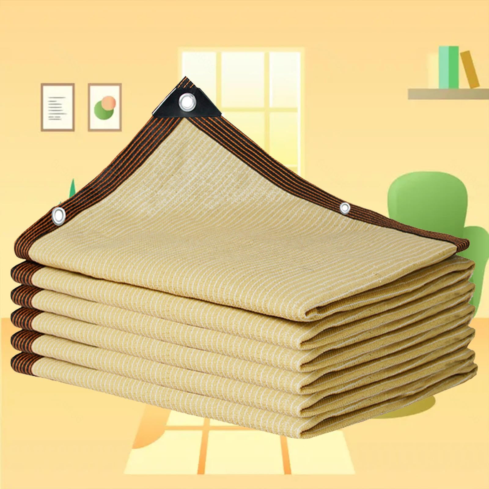 KLGFBDC 3x3m Shade Sail Canopy 90% UV Protection HDPE Sun Shade Cloth for Garden Courtyards Patios Beige Outdoor Sunshade Durable Shade Netting for Outdoor Spaces