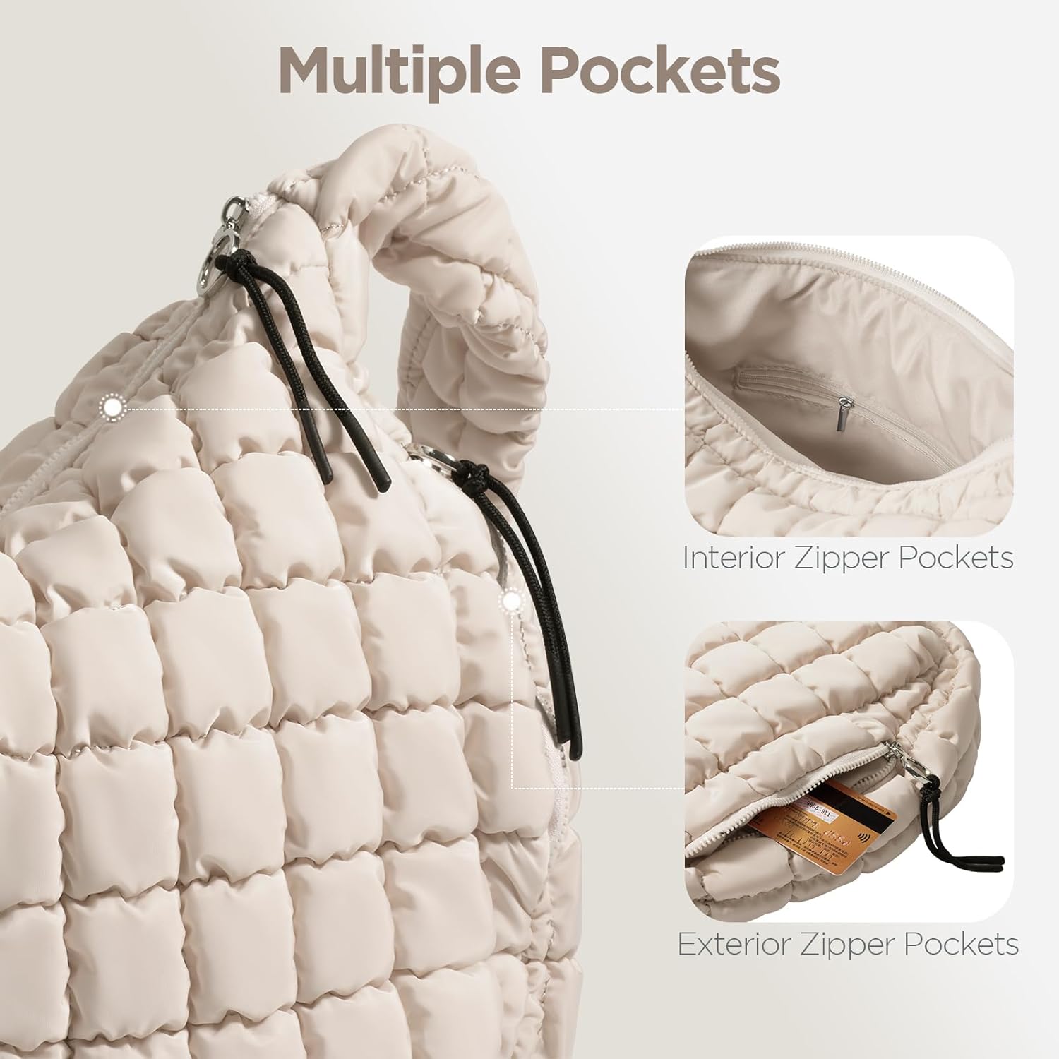 Puffer Tote Bag for Women Large Quilted Tote Bag Quilted Carryall Bag Soft Puffy Crossbody Bag Hobo Handbags Puff Purse - Image 5