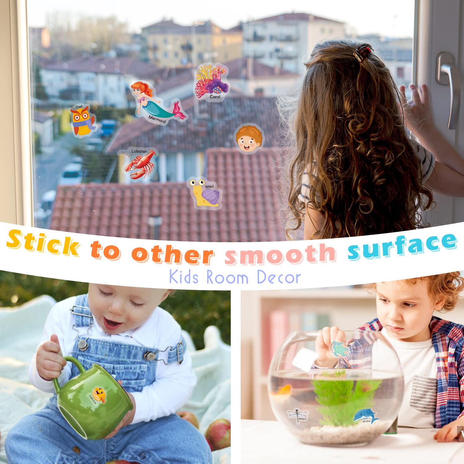 GUYUCOM 4 Pezzi Stickers Book: Libro Adesivi Attacca e Stacca Bambini 2 3 4 5 6 Anni Animali Marini, Parte del Corpo, Insetto, Giocattolo per Bambini, Regalo Educativo Compleanno Riutilizzabile