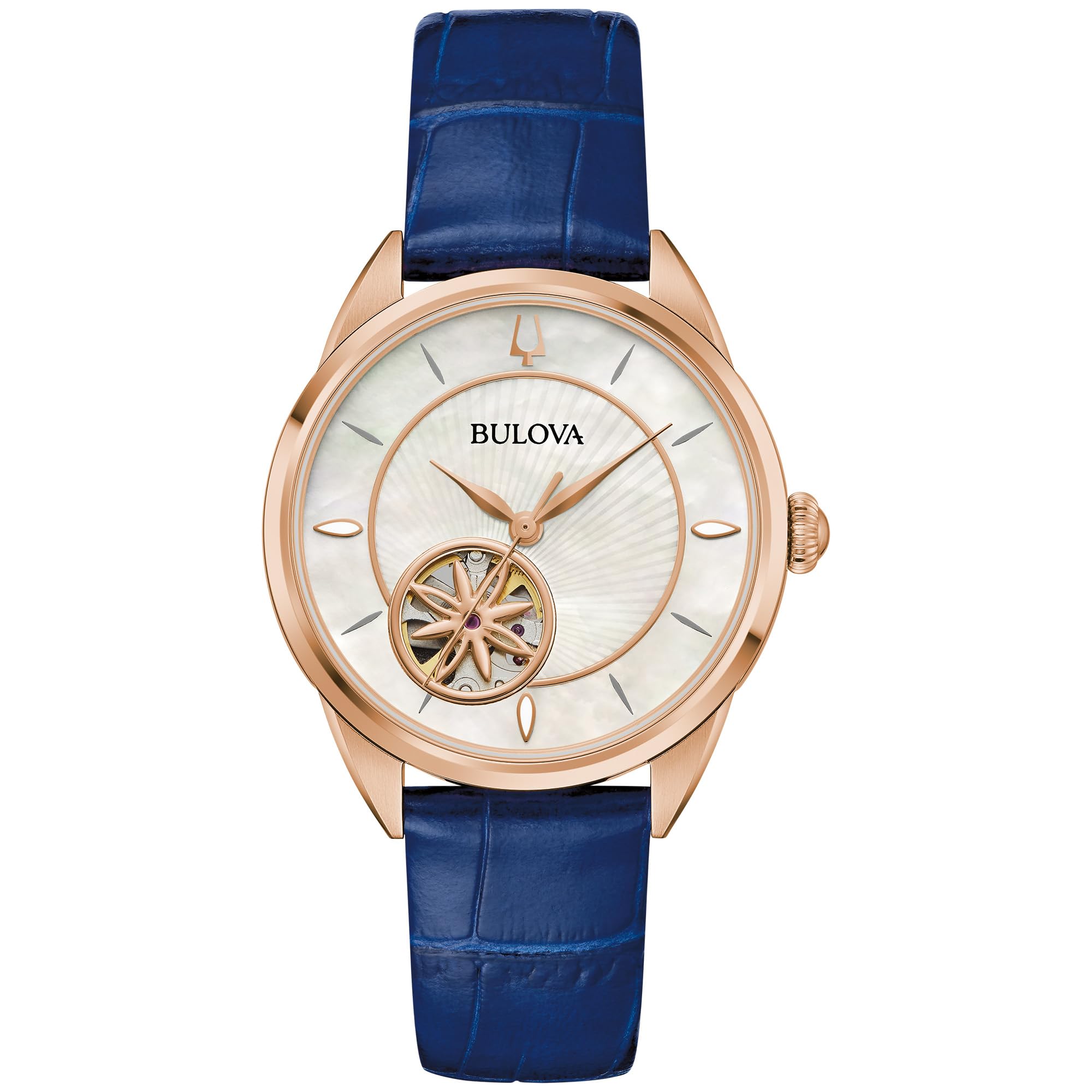 Sutton Classic Mother-of-Pearl Dial Blue Leather Strap Watch 34mm - 97L180