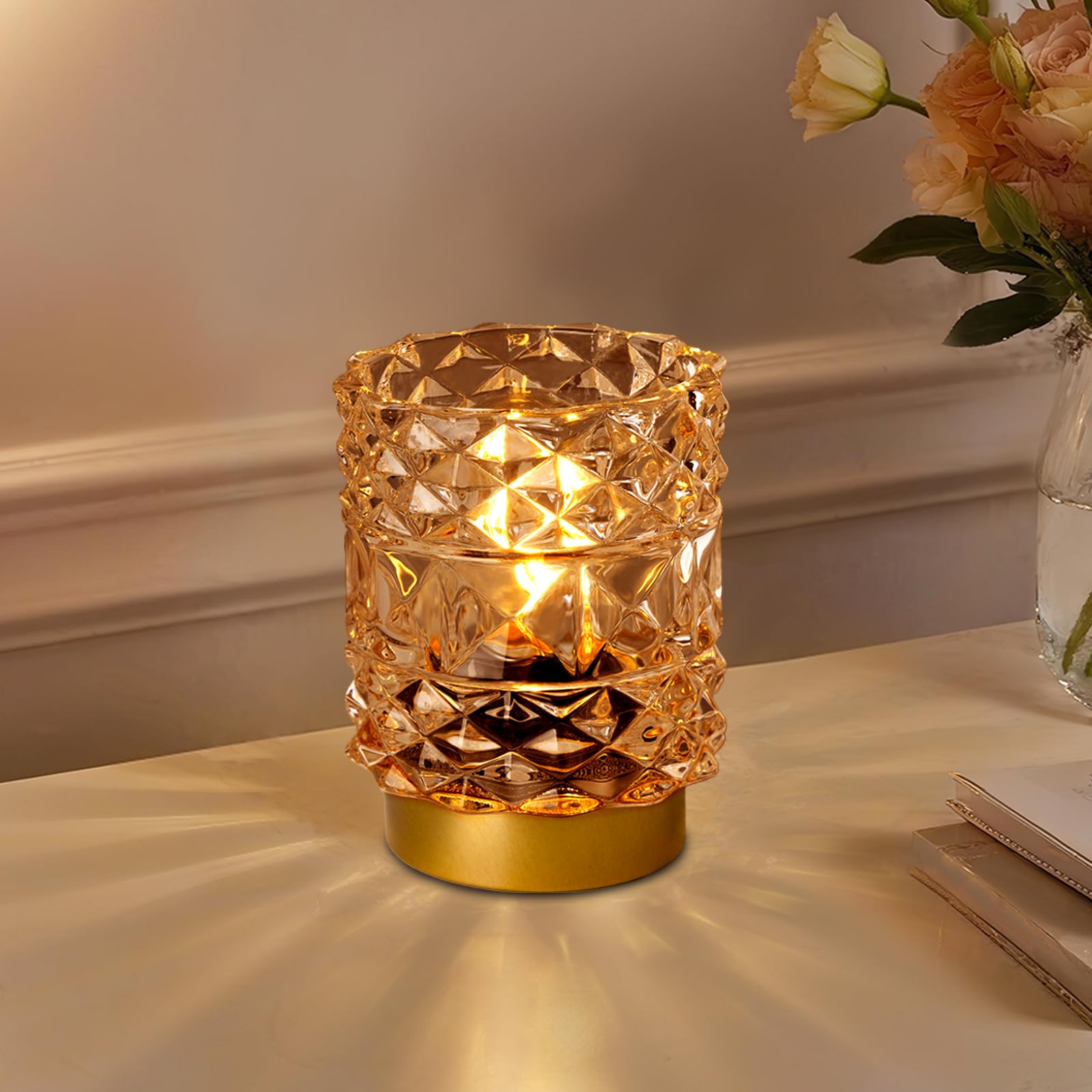 MJ PREMIER Tischlampe, Dekorative Kabellose Tischleuchte mit Timer