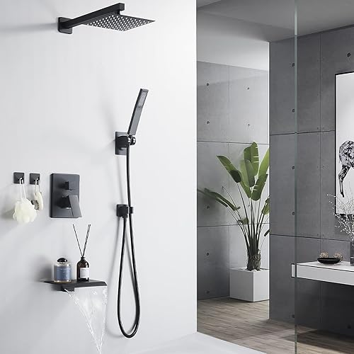 Miniatura 3 de RTOBWEYE Juego de grifo de ducha de 8 pulgadas, sistema de ducha de lluvia con cabezal de ducha de mano de alta presión, juego de ducha mezclador de