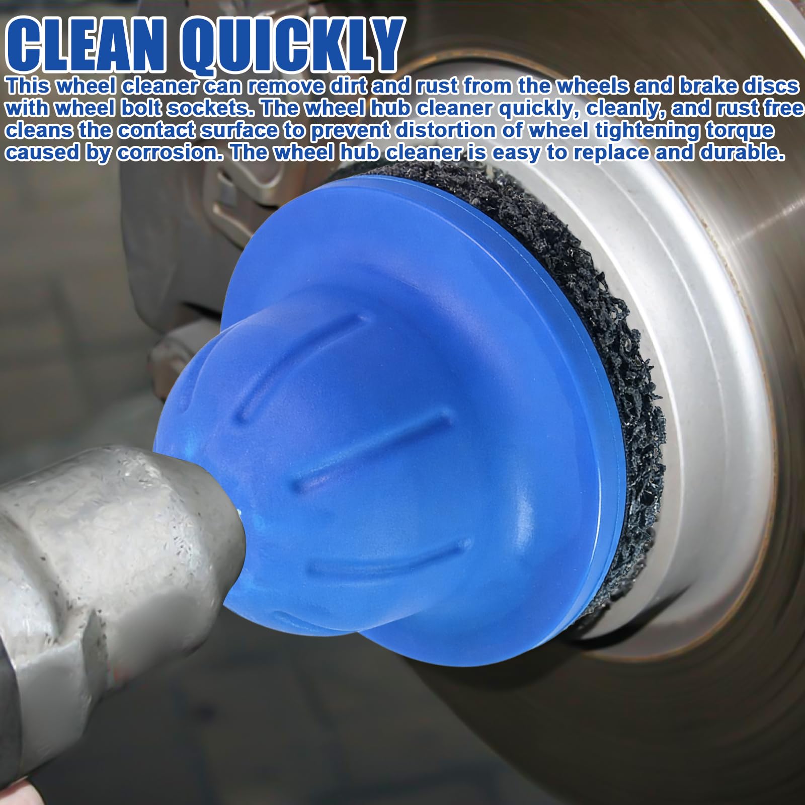 Smerigliatrice per mozzo ruota blu, con ruota abrasiva da 90 mm a 150 mm, attacco quadrato da 1/2", per la cura dei cerchioni, per la rimozione della ruggine dei mozzi delle ruote