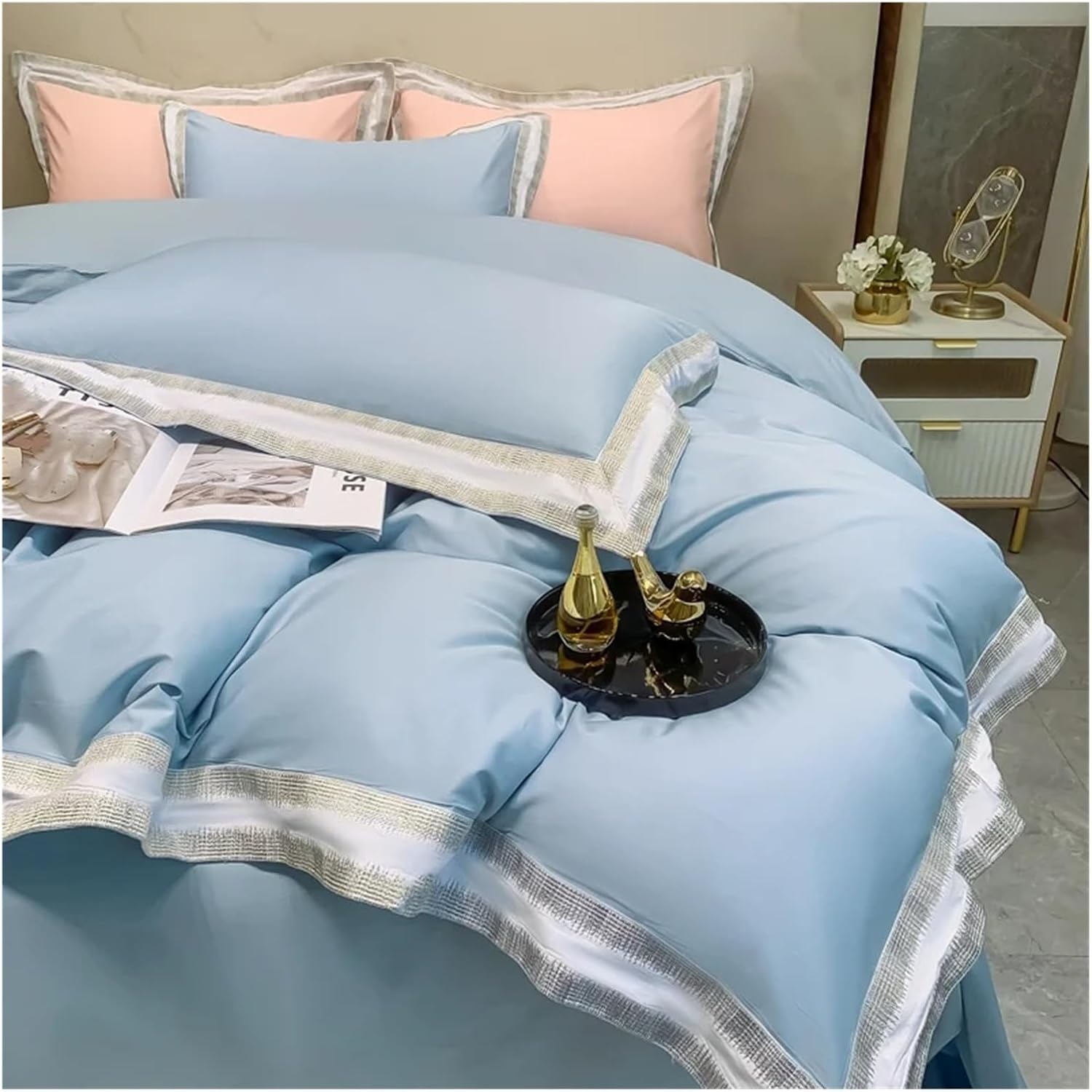 Cotton Bedding Set Embroidery Duvet Cover Set with Sheet Comforter Covers Pillowcases Bed Linen,Bed