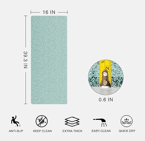 Miniatura 2 de Tapete antideslizante para bañera, tapete de baño antideslizante de 0.6 pulgadas, extra grueso, de secado rápido, tapete de ducha antideslizante,