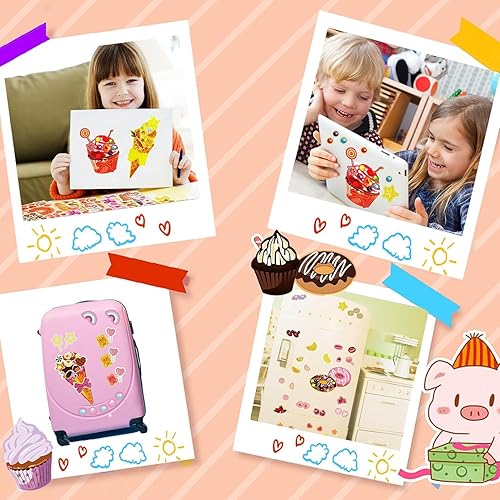 Miniatura 5 de 48 hojas de calcomanías de donas de helado de cupcakes con 12 estilos, haz tus propias calcomanías, mezcla y combina calcomanías de dulces y frutas,