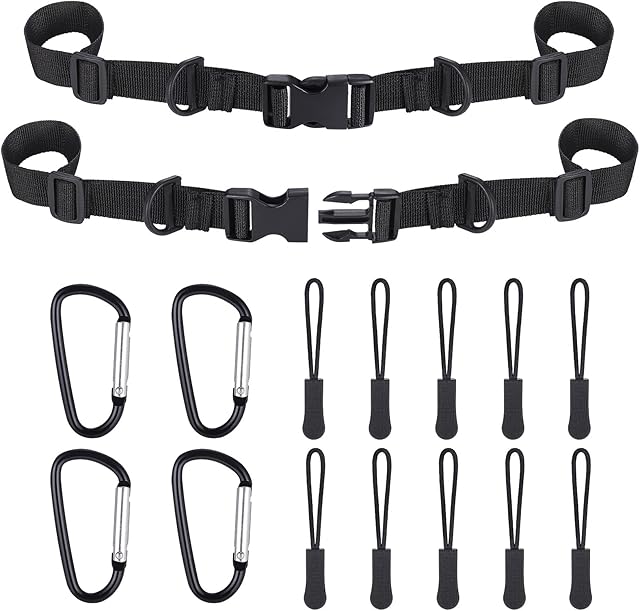 Zocipro 2Pcs Backpack Chest Strap, Adjustable Backpack Straps Belt with 4Pcs Quick Release Buckle and 10Pcs Zipper Pulls for Hiking, Running, Outdoor Activities