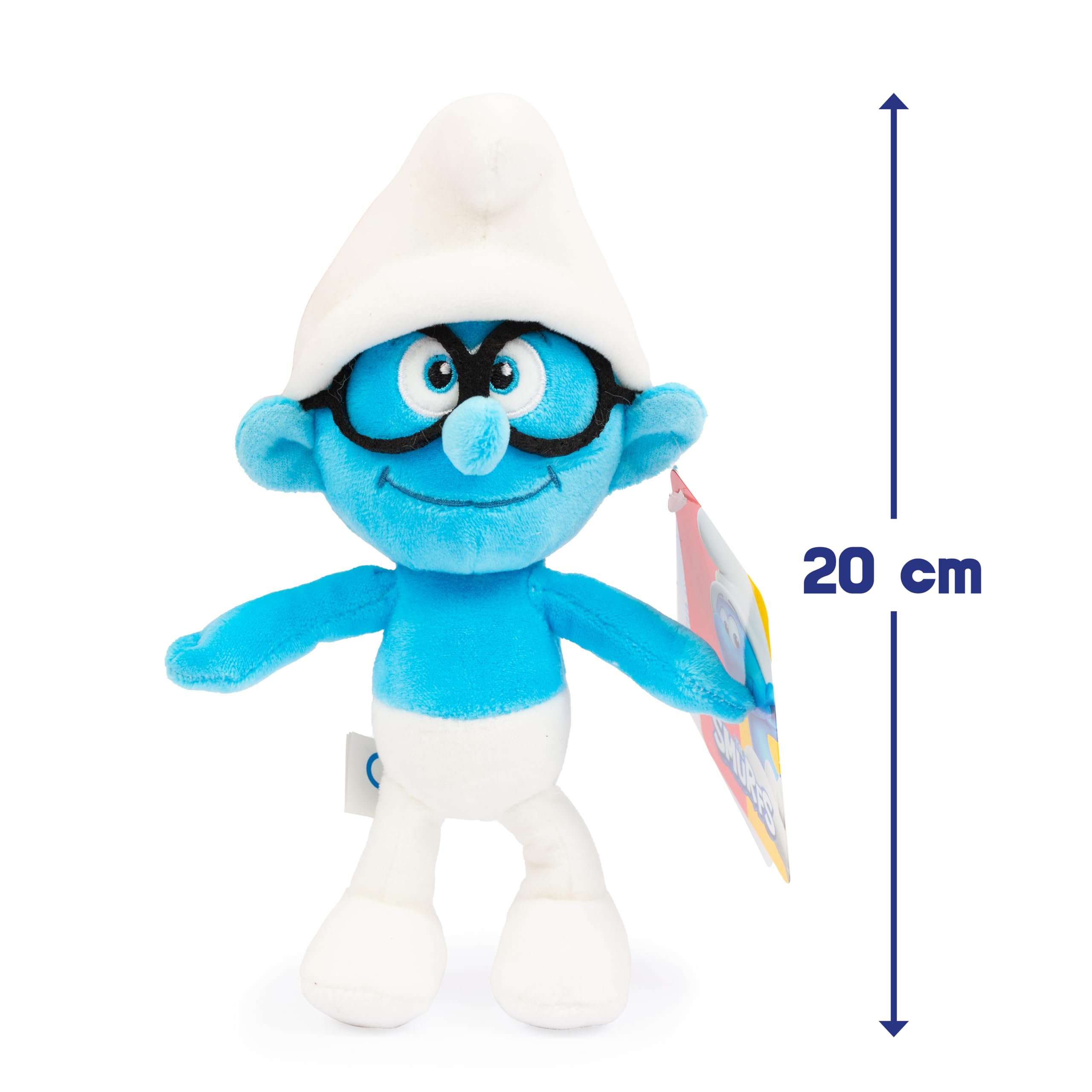 Peluche Doudou PMS Los Pitufos: Pitufo Con Gafas Sentado (26cm