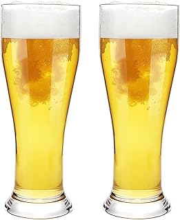 MICHELY Unbreakable Tall Pilsner Beer Glasses Set of 2 (16.5 oz), Tritan Plastic Wheat Beer Cup Tumbler Pint Glass