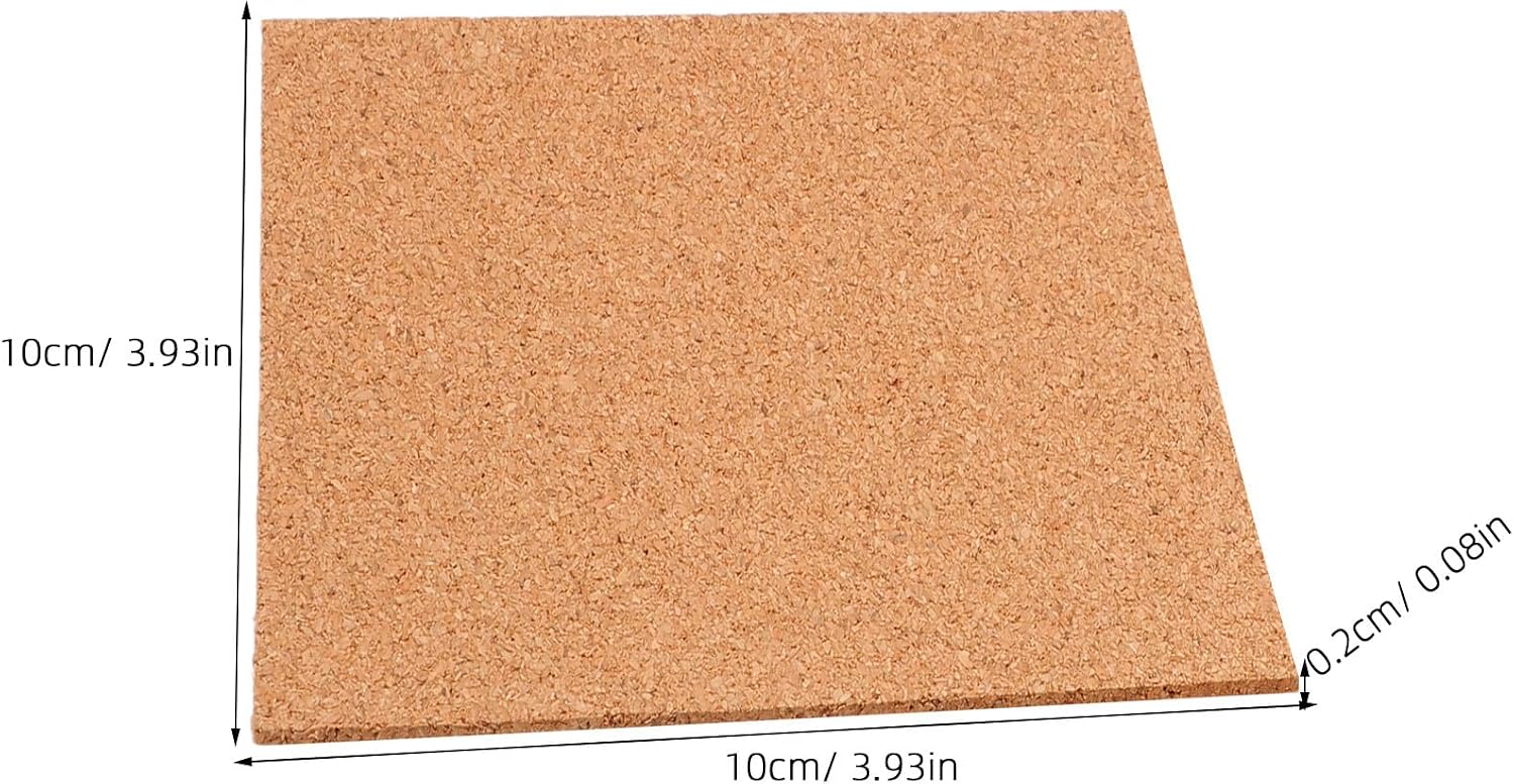 Generic 20pcs Self Adhesive Cork Squares 4 X 4 Inch 2mm - Glass Bumpers Table Top Anti Slip Pads Backing Sheets for Ceramic Furniture Protector Drawer Cabinet
